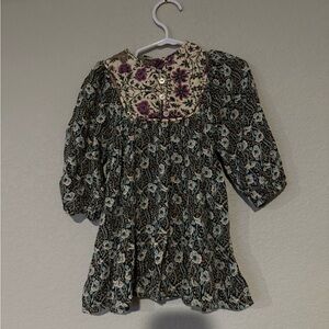 Zara Gray and White Ruffled Casual Dress